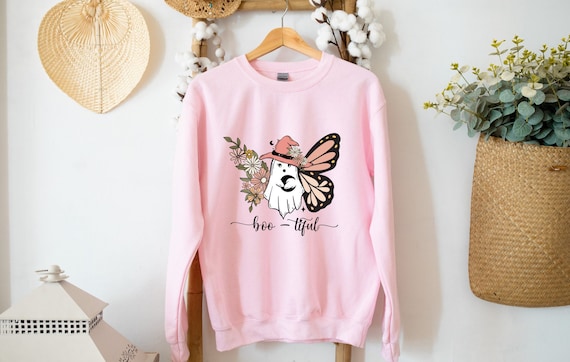 Sweet Ghost Shirt, Halloween Sweatshirt, Butterfly Ghost Sweatshirt, Trick or Treat Shirt, Halloween Sweater, Autumn Sweatshirt,