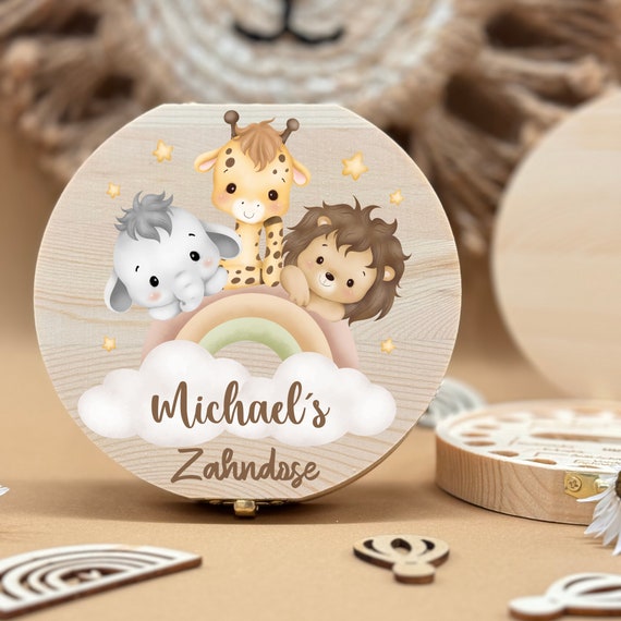 Personalized wooden tooth box, milk teeth storage, personalized gifts, christening gift, birthday gift