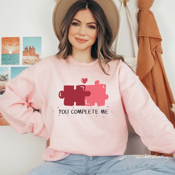 Cute Valentine's Day Shirt, Valentine's Day Sweatshirt, Valentine's Gift, Pair Sweater, Love Sweatshirt, Pair Gifts, You Complete Me Shirt