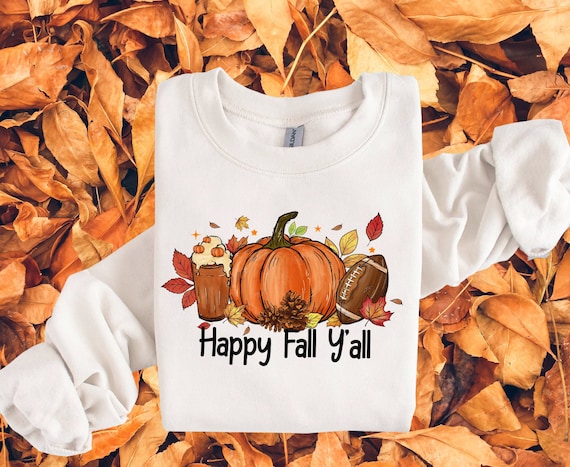 Happy Fall Y'all Hoodie, Autumn Unisex Sweater, Happy Autumn Sweater