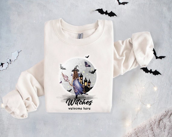 Witches Welcome Here Sweatshirt, Halloween Sweater, Witch Sweatshirt, Unisex Sweater