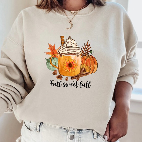 Fall Coffee Sweater, Cute Fall Sweatshirt, Fall In Love Shirt, Pumpkin Sweater, Pumpkin Spice Latte Shirt, Fall Women's Sweater
