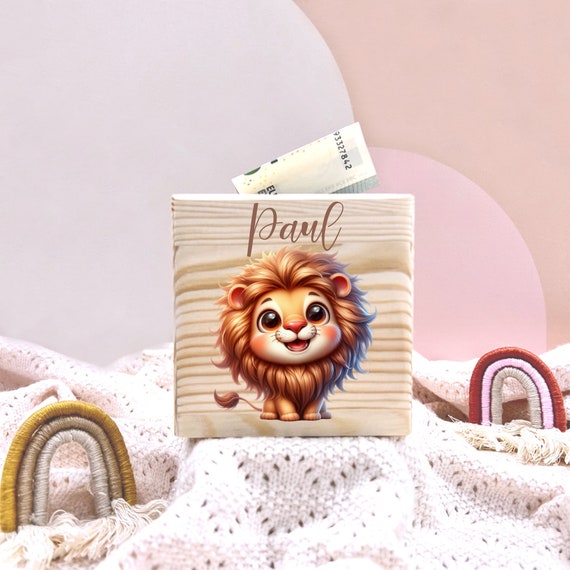 Personalized Money Box Wooden Giraffe Lion I Gift I Personalized Gifts I Personalized Money Box I Wooden Money Box