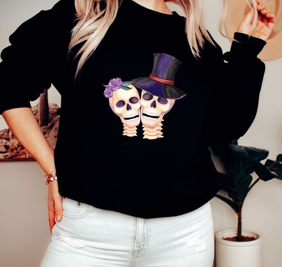 Cute Skull Halloween Sweater, Love Skulls Shirt, Halloween Couple Sweatshirt, Halloween Shirt, Halloween Couple
