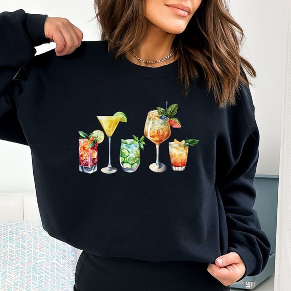 Floral Cocktail Shirt, Spring Flowers Shirt, Cocktail Sweatshirt, Spring Flowers, Cocktail Lover