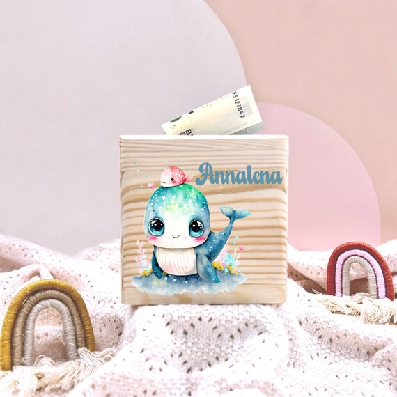Personalized Money Box Wooden Whale I Gift I Personalized Gifts I Personalized Money Box I Wooden Money Box