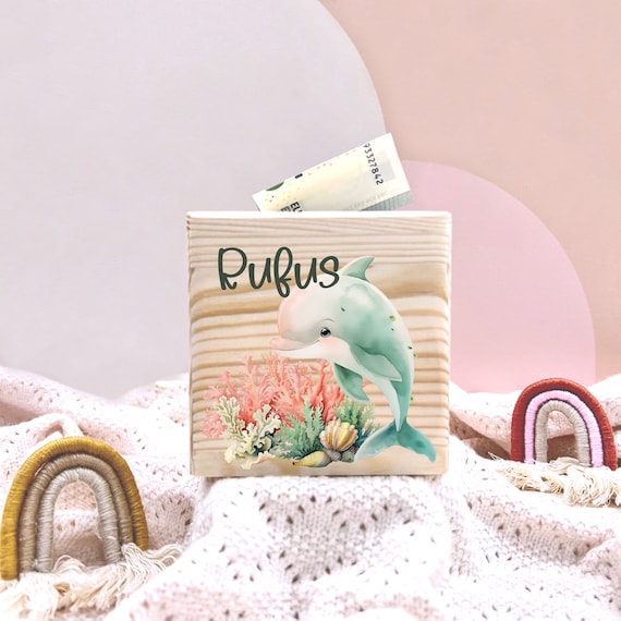 Personalized Money Box Wooden Dolphin I Gift I Personalized Gifts I Personalized Money Box I Wooden Money Box