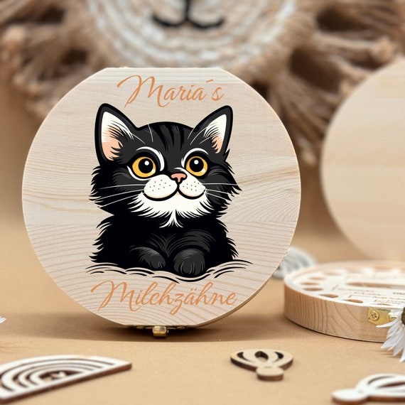 Personalized wooden tooth box fox, milk teeth storage, personalized gifts, christening gift, birthday gift