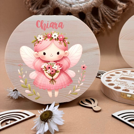 Personalized wooden tooth box fairy, milk teeth storage, personalized gifts, christening gift, birthday gift