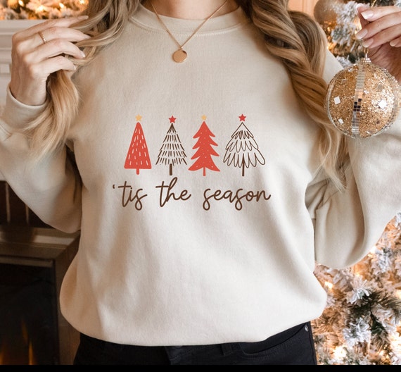 Ladies Christmas Sweater, Christmas Trees Sweater, Family Christmas Sweater, Christmas Trees Sweater, Winter Motif Shirt, Christmas Sweater