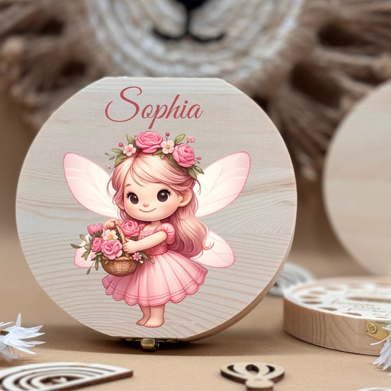 Personalized wooden tooth box fairy, milk teeth storage, personalized gifts, christening gift, birthday gift