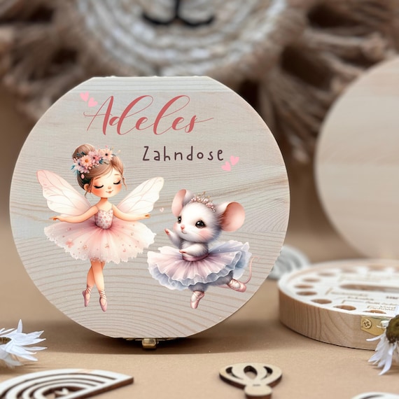Personalized wooden tooth box mouse, milk teeth storage, personalized gifts, baptism gift, birthday gift,