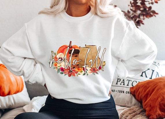 Hello Fall Sweater, Autumn Unisex Sweater