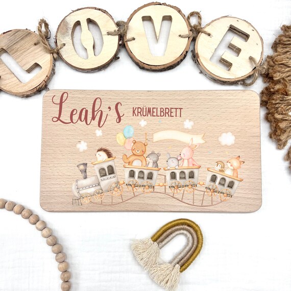 Personalized breakfast board, gift for birth, gift for baptism, gift for baby, birthday, locomotive