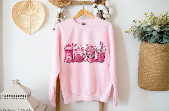 Autumn Coffee Sweater, Breast Cancer Sweatshirt, Coffee Breast Cancer Sweater, Coffee Lover Shirt, Pumpkin Latte Shirt