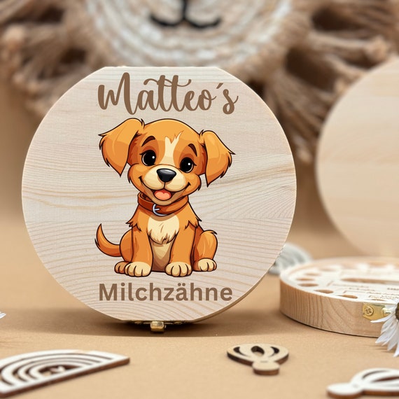 Personalized wooden tooth box, milk teeth storage, personalized gifts, christening gift, birthday gift