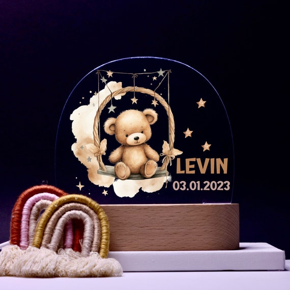 Personalized acrylic night lamp, baby gift, baby night lamp, children's night lamp, christening gift, children's birthday gift, night light