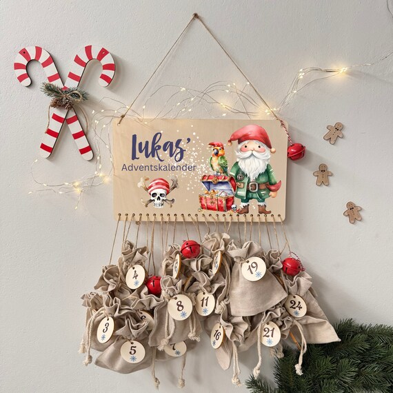 Advent calendar to fill, Advent calendar for children, Advent calendar made of wood, Advent calendar personalized, Christmas, pirates