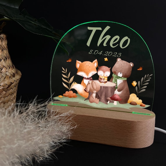 Personalized rainbow acrylic night lamp, baby gift birth, christening gift, children's room, birthday gift, bedside lamp