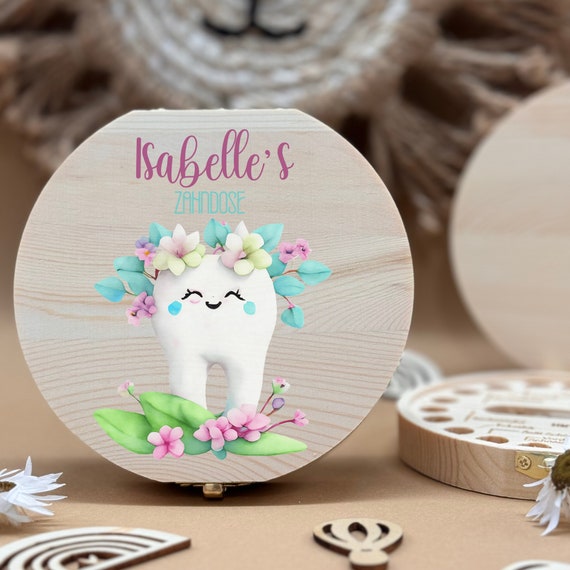Personalized wooden tooth box, milk teeth storage, personalized gifts, christening gift, birthday gift