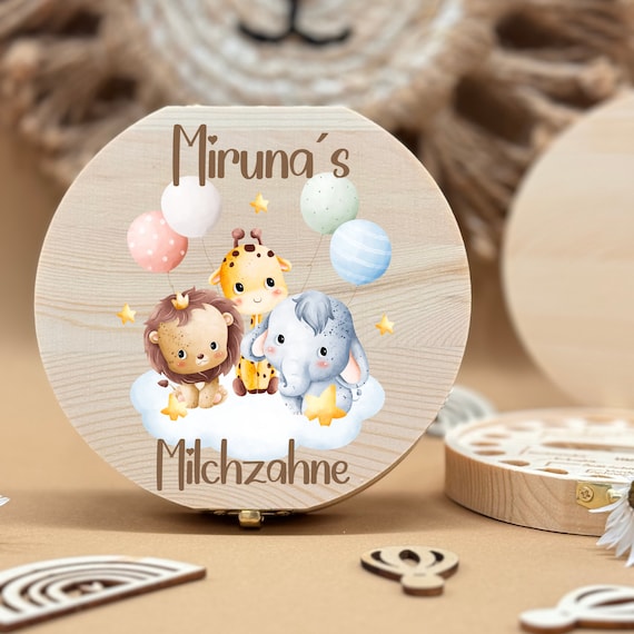 Personalized wooden tooth box, milk teeth storage, personalized gifts, christening gift, birthday gift