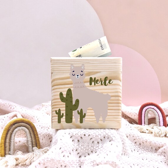 Personalized Money Box Wooden Lama I Gift I Personalized Gifts I Personalized Money Box I Wooden Money Box