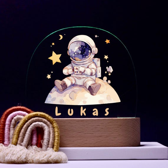Personalize acrylic night lamp, astronaut, birth gifts, christening gift, children's room, decoration, bedside lamp