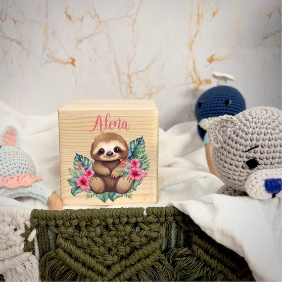 Personalized money box wood sloth I gift I personalized gifts I personalized money box I wooden money box