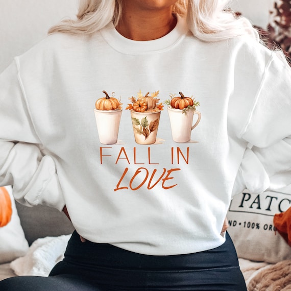 Fall Coffee Sweater, Cute Fall Sweatshirt, Fall In Love Shirt, Pumpkin Sweater, Pumpkin Spice Latte Shirt, Fall Women's Sweater