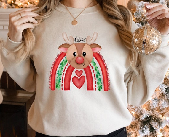 Cute Christmas Sweatshirt, Rudolph Sweater, Christmas Women's Sweater, Christmas Sweater, Winter Motif, Family Christmas Sweater