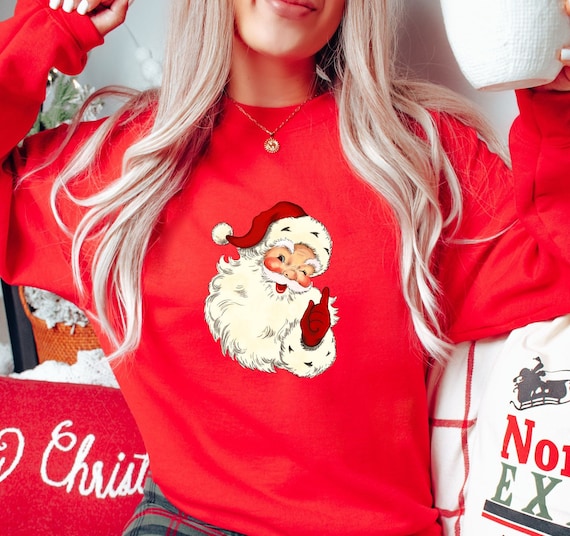 Cute Santa Claus Sweater, Women's Christmas Seam Sweater, Santa Claus Family Sweater, Women's Sweater, Winter Motif Sweater