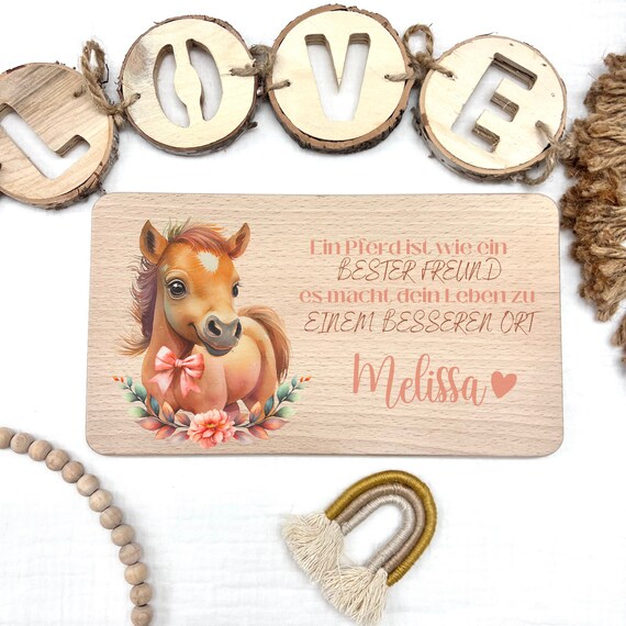 Personalized breakfast board, birth gift, baptism gift, baby gift, birthday, horse breakfast board