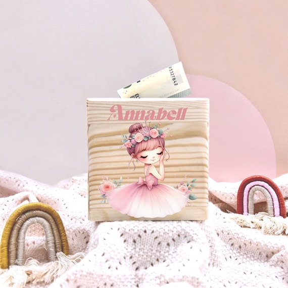 Personalized Money Box Wooden Ballerina I Gift I Personalized Gifts I Personalized Money Box I Wooden Money Box