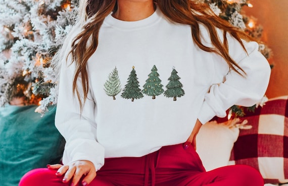 Christmas Sweatshirt, Christmas Tree Sweater, Women's Christmas Sweater, Christmas Trees Shirt, Christmas Outfit, Cute Christmas Tree Shirt