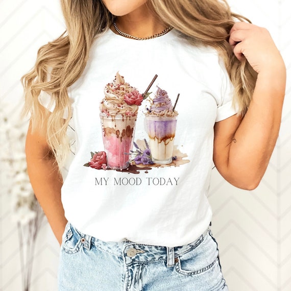 Ice Coffee Lover, Coffee Shirt, Spring Coffee Shirt, Spring Pastel Coffee Lover, Latte Mood Today, Pastel Ladies Shirt