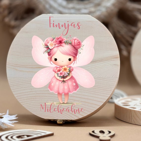 Personalized wooden tooth box fairy, milk teeth storage, personalized gifts, christening gift, birthday gift