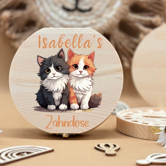 Personalized wooden tooth box fox, milk teeth storage, personalized gifts, christening gift, birthday gift