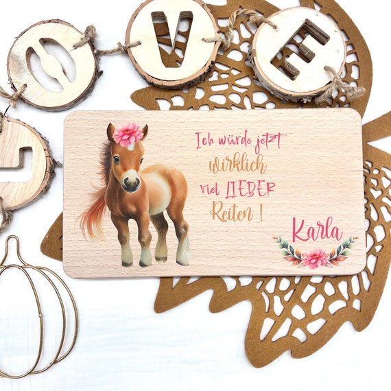 Personalized breakfast board, birth gift, baptism gift, baby gift, birthday, horse girl breakfast board