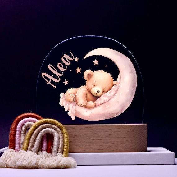 Personalized acrylic night lamp, baby gift, baby night lamp, children's night lamp, christening gift, children's birthday gift, night light