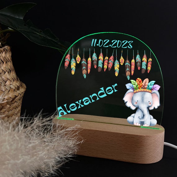Personalized rainbow acrylic night lamp, baby gift birth, christening gift, children's room, birthday gift, bedside lamp