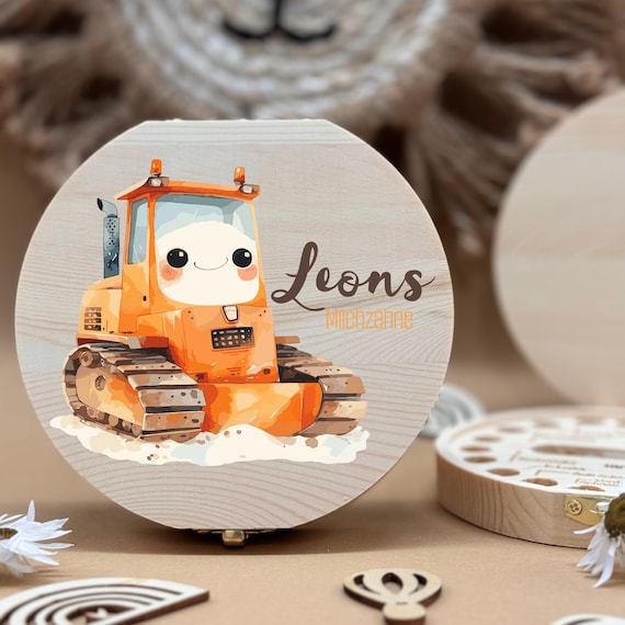 Personalized wooden tooth box excavator, milk teeth storage, personalized gifts, baptism gift, birthday gift,