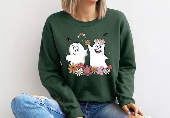 Halloween Sweatshirt Cute Halloween Sweater Sweet Halloween Ghost Halloween Party Ghost Sweater Floral Spirit Baby Ghost