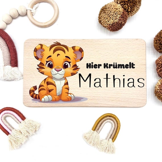 Personalized breakfast board, gift for birth, gift for baptism, gift for baby, birthday, tiger