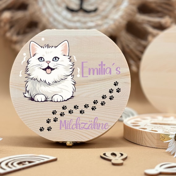 Personalized wooden tooth box fox, milk teeth storage, personalized gifts, christening gift, birthday gift