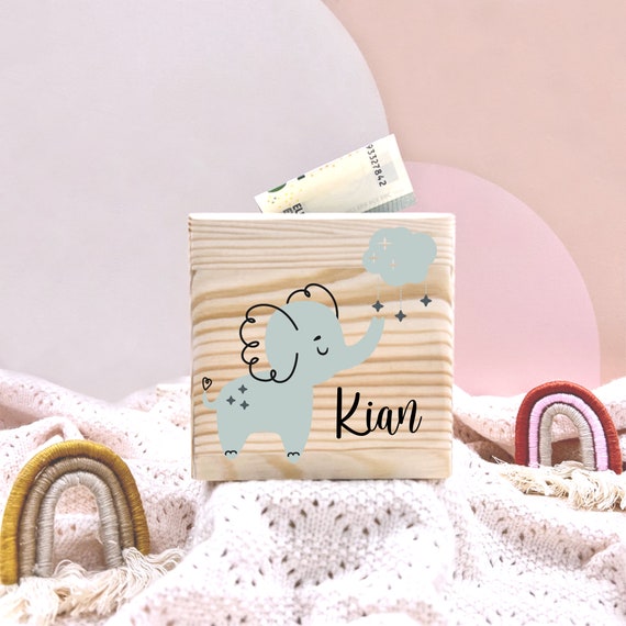 Personalized money box wooden elephant I gift I personalized gifts I personalized money box I wooden money box
