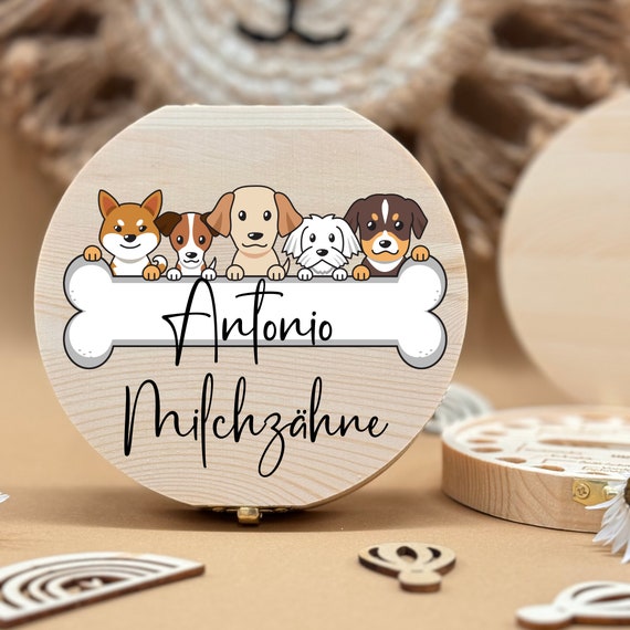 Personalized wooden tooth box, milk teeth storage, personalized gifts, christening gift, birthday gift