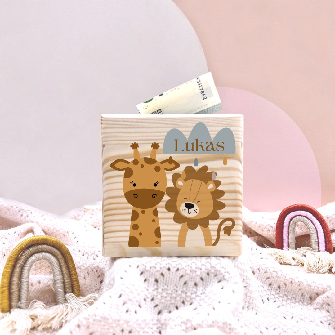 Doudou Et Compagnie – Rassel Löwe Savanne Aus Holz – Beige – 15 Cm – Geburtsgeschenk In Box – DC4067