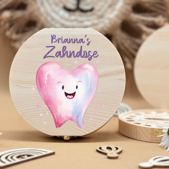Personalized wooden tooth box fox, milk teeth storage, personalized gifts, christening gift, birthday gift
