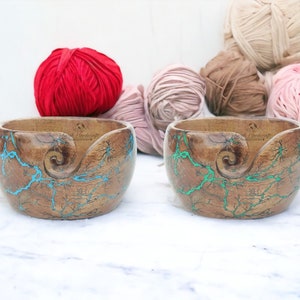 Yarn bowls for crocheting , Wooden large Yarn bowl, Lichtenberg Figure & Resin crochet yarn bowl, Yarn Holder and Free 2 Hook, Gift for Her