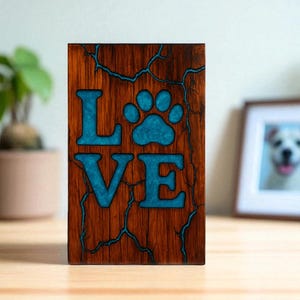 Personalized Rosewood Pet Urn with Carved Paw: Dog & Cat Memorial